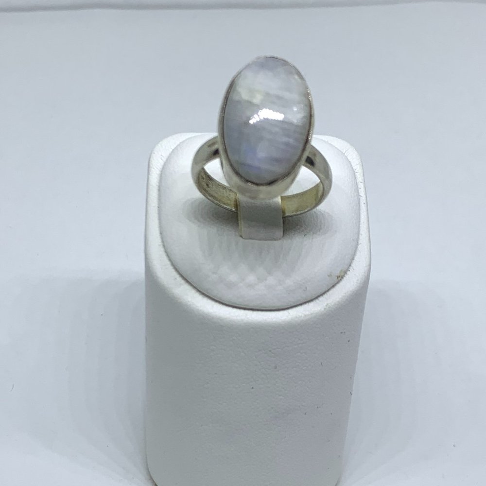 925 Stamped Moonstone Ring Set in Silver Size 7.5 (#107)